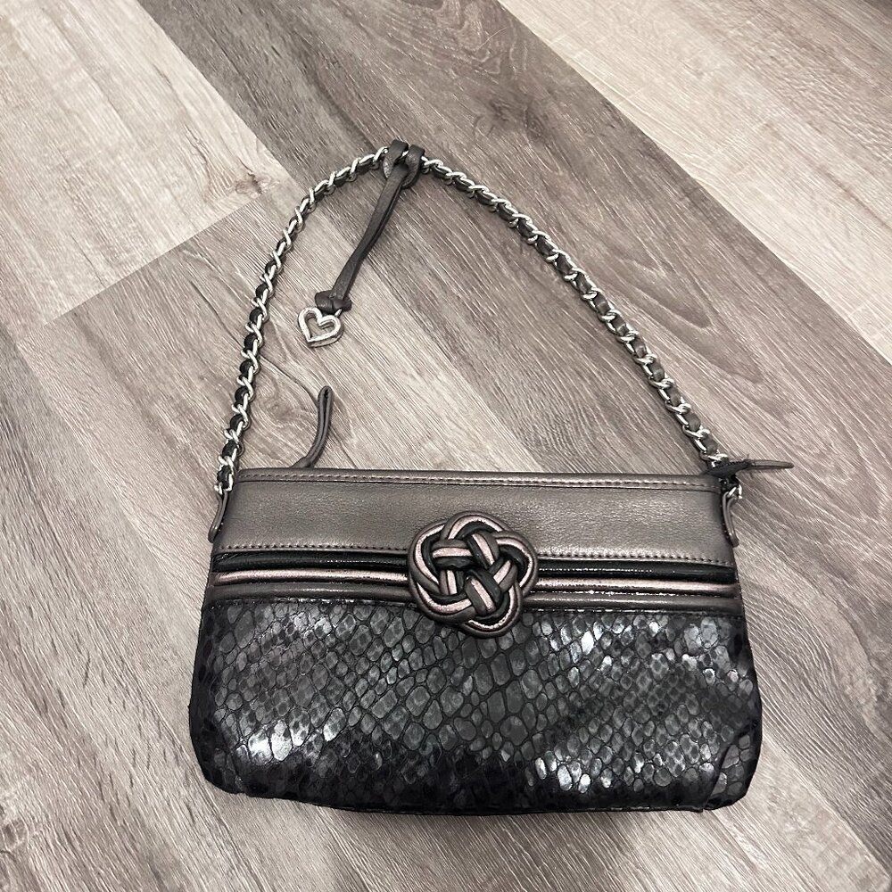 Brighton Metallic Faux Snakeskin Leather Bardot Handbag - Picture 1 of 4